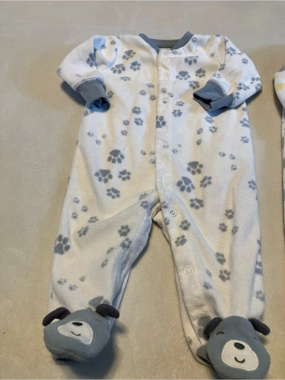 Blue and White Dog and Clouds and Moon Baby Footed One-Pieces (2-Pack)